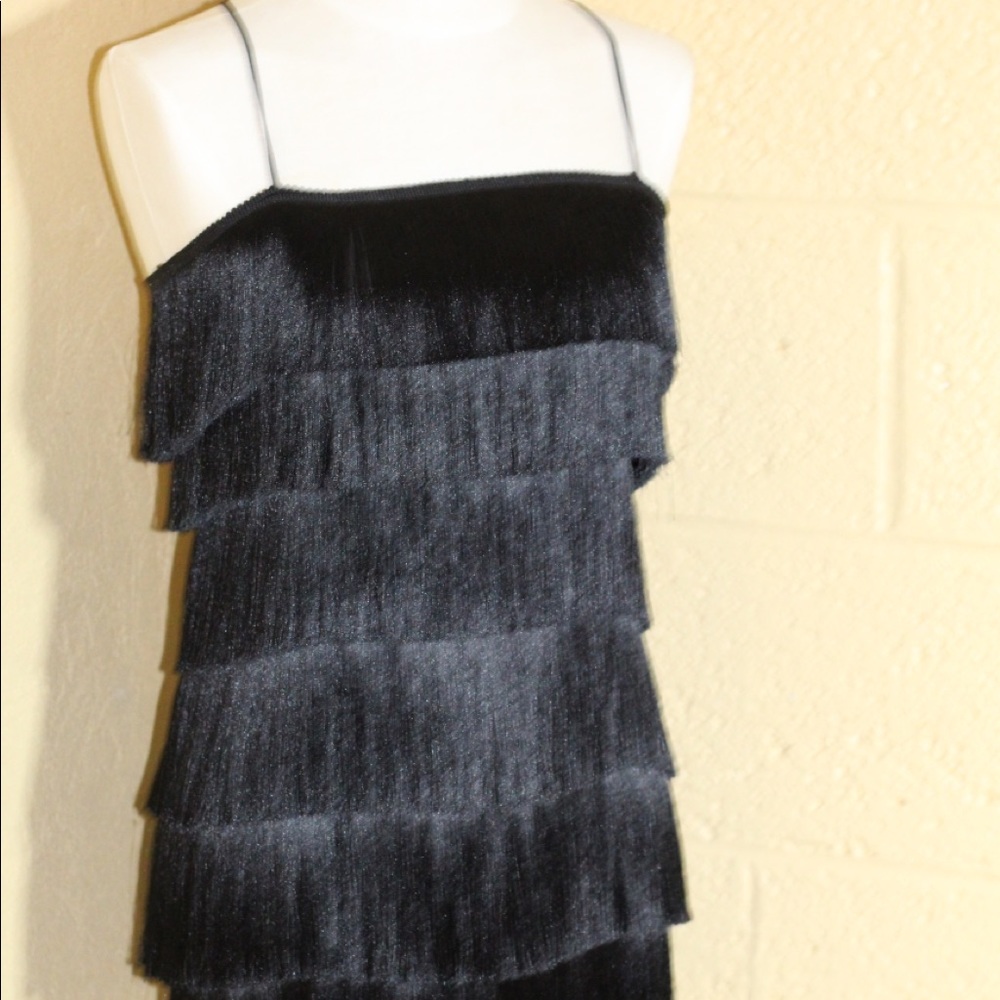 Fringe black dress